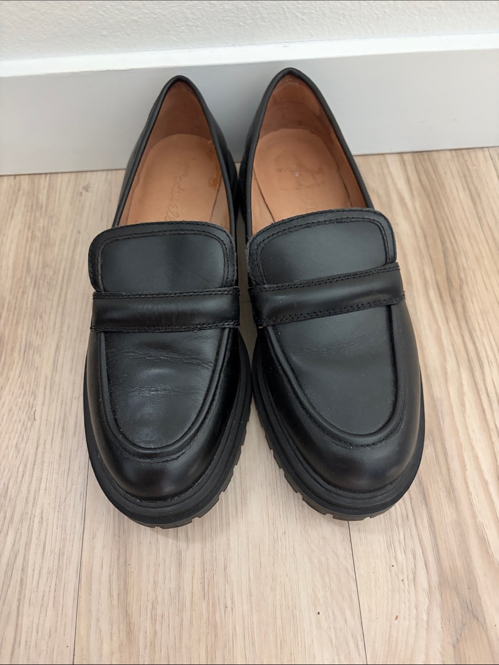 Madewell Black Leather Penny Loafers